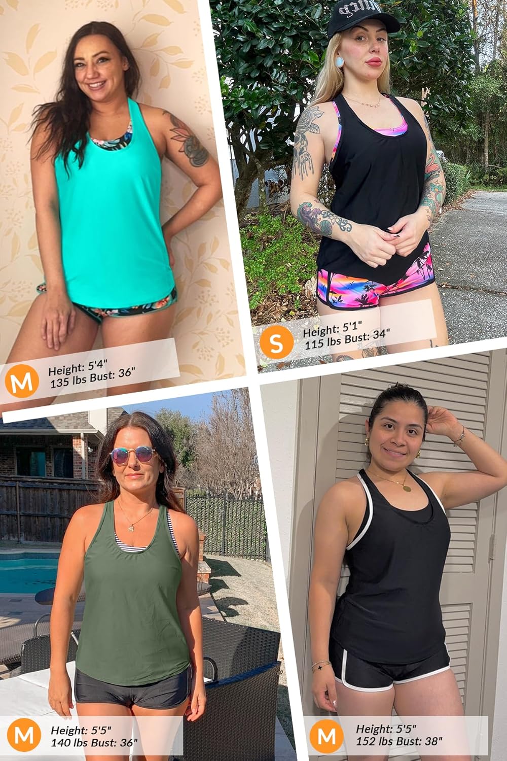 Yonique 3 Piece Athletic Tankini Swimsuits for Women with Shorts Swim Tank Tops with Sports Bra and Boyshorts Bathing Suits - Image 5