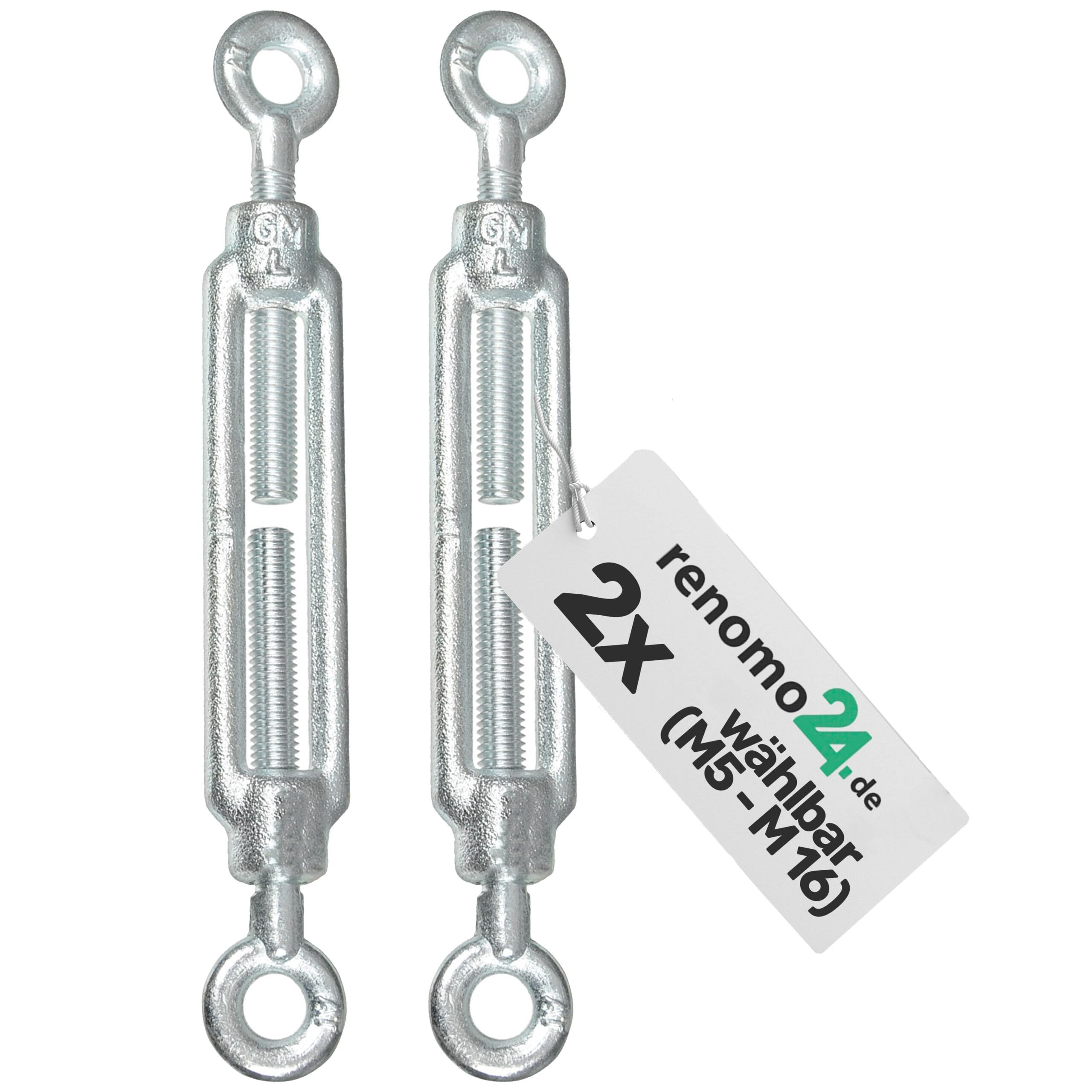 2x Spannschloss M16 Öse-Öse aus Stahl galvanisch verzinkt nach PN-EN 1993-1-11