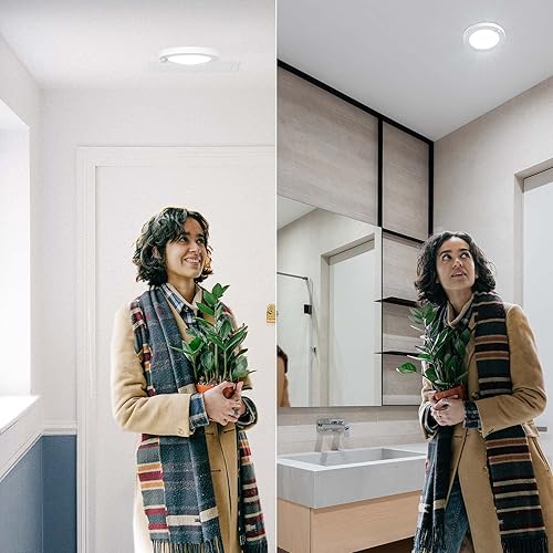 Miniatura 6 de ZAGO Luz LED de armario de 6 pulgadas y 120 voltios con cable, luz de disco de techo con sensor de movimiento PIR, 15 W, 1100 lúmenes, CRI80, 5000 K