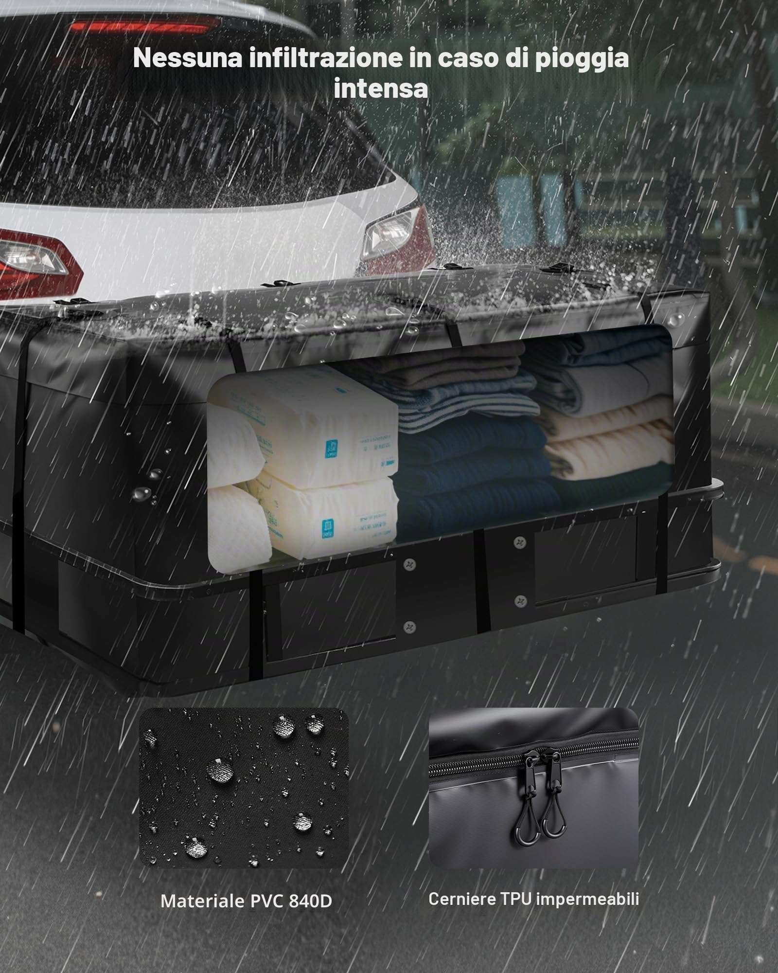 VEVOR Borsa da Trasporto per Gancio di Traino 1185 x 510 x 500 mm Borsa da Carico Resistente per Stoccaggio sul Cassone del Camion con Cinghie Rinforzate, per Cestini da Gancio per Auto, SUV e Furgoni