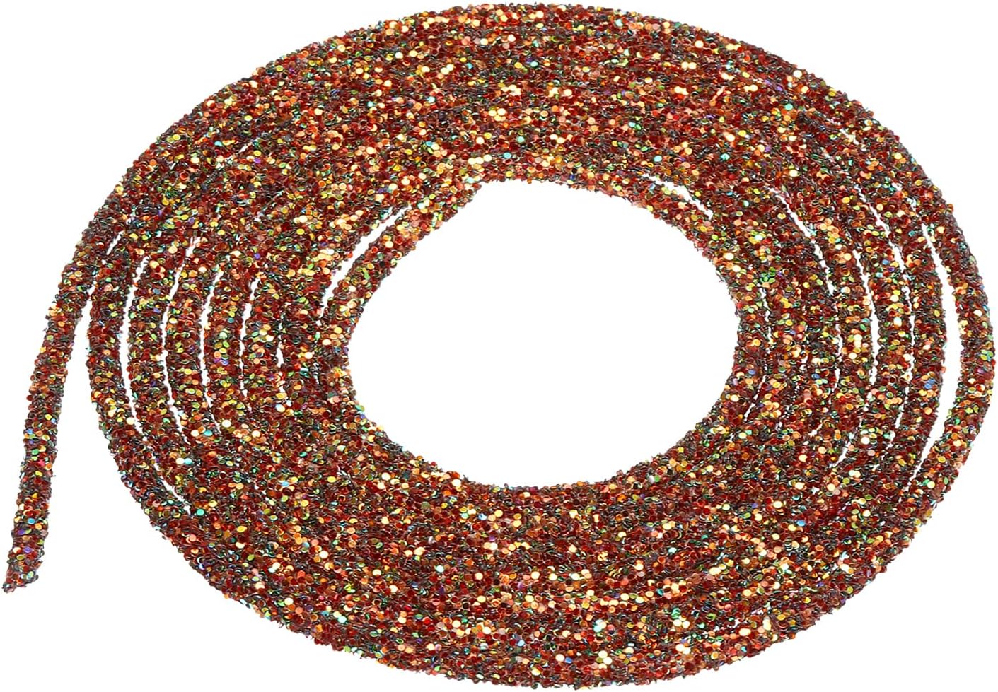 sourcing map 2.5 Yard 6mm 0.24 inch Glitter Sequins Rope Sequins Rhinestone Tube Cord for DIY Wedding Dresses Costume Clothing Shoes Jewelry Accessory Brown Colorful