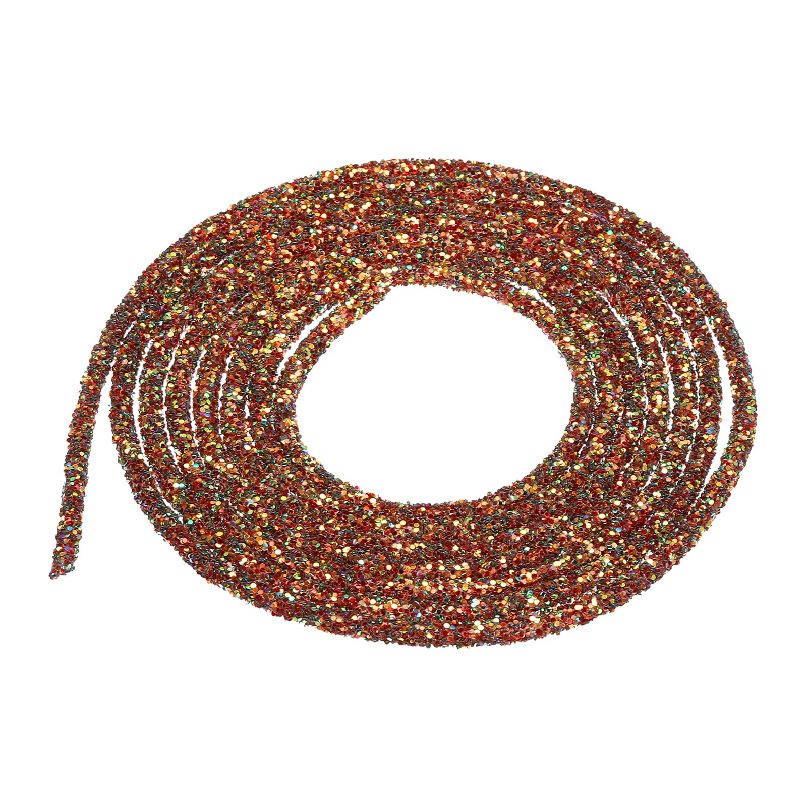 sourcing map 2.5 Yard 6mm 0.24 inch Glitter Sequins Rope Sequins Rhinestone Tube Cord for DIY Wedding Dresses Costume Clothing Shoes Jewelry Accessory Brown Colorful