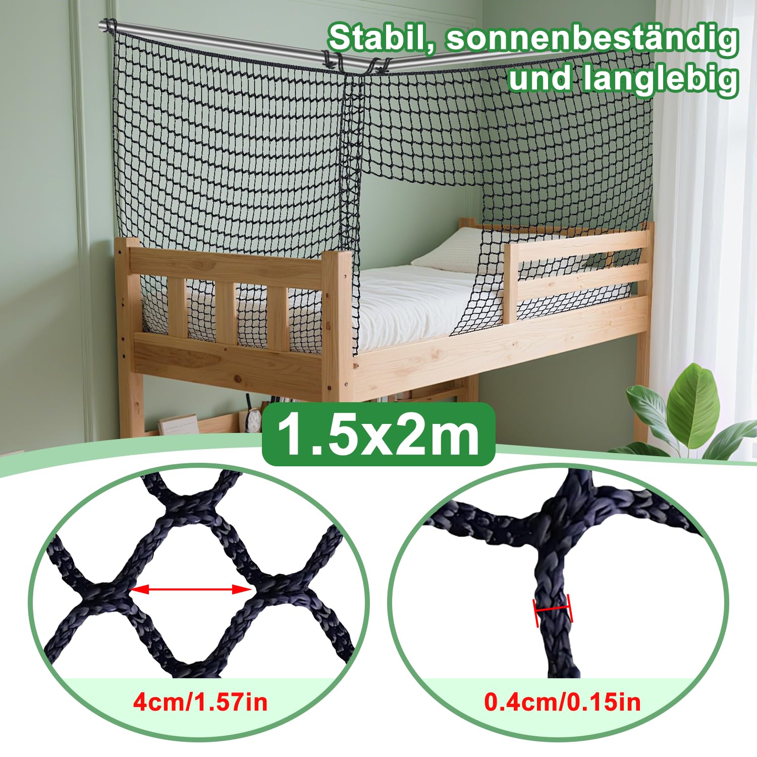 Schutznetze Kinder Sicherheitsnetz Rausfallschutz Hochbett Net 1.5x2 | Universal Balkon Schutz Kinder Schutznetz Polyester Knotenlo Fur Haustier Katzennetz Balkone Terrassen TreppeGeländer
