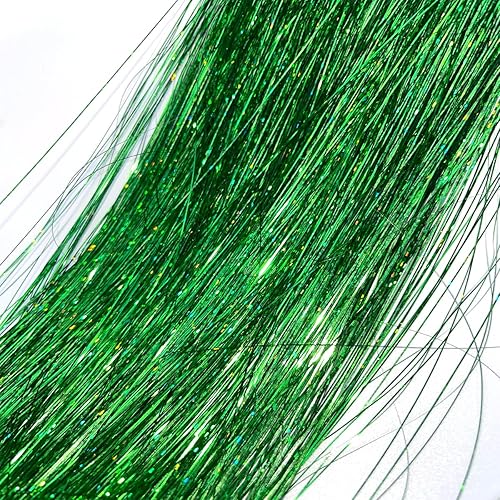 Miniatura 3 de Kit de oropel de cabello verde con herramienta, resistente al calor, 3000 hebras, kit de oropel de cabello de hada, 48 pulgadas, extensiones de