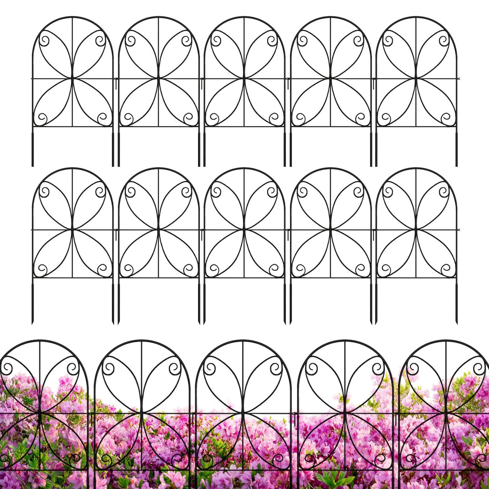 Valla De Barrera Para Animales 10 Paneles De Valla Decorativa Para Jardín | Accesorios de Jardín Resistentes, Decoración Exterior Impermeable para Cercado Temporal de Mascotas