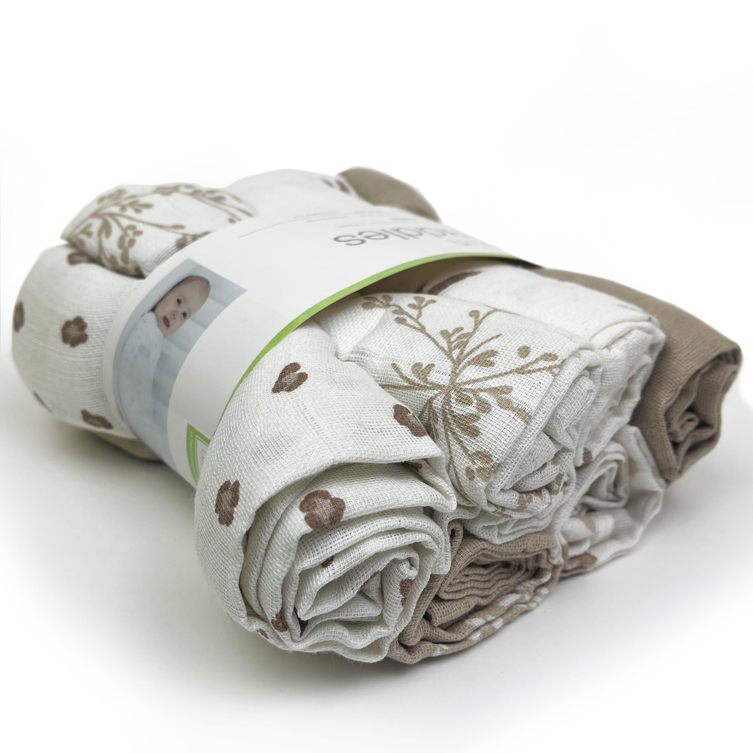 Luxe Dreams Muslin Cloths for Baby Pack of 6 Swaddles Blanket Soft & Breathable 100% Cotton Muslin Squares (65 x 65 cm) Burp Cloth for Newborn Baby Boys & Girls | Fern Print