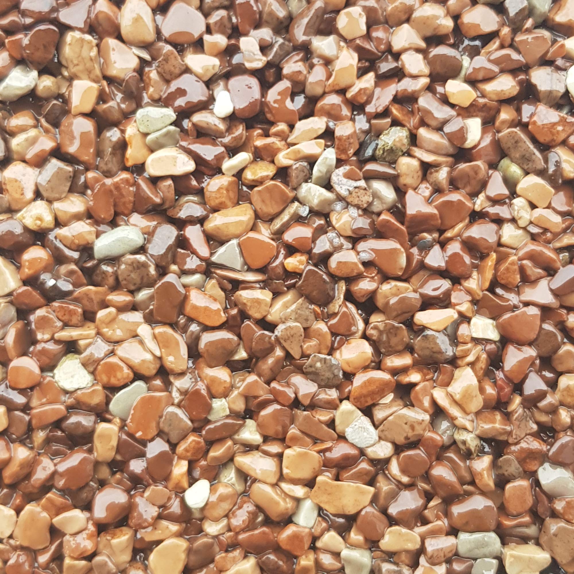 Alfombras de piedra W730 Grava de mármol + Resina epoxi - Marrone 1-4mm -2qm