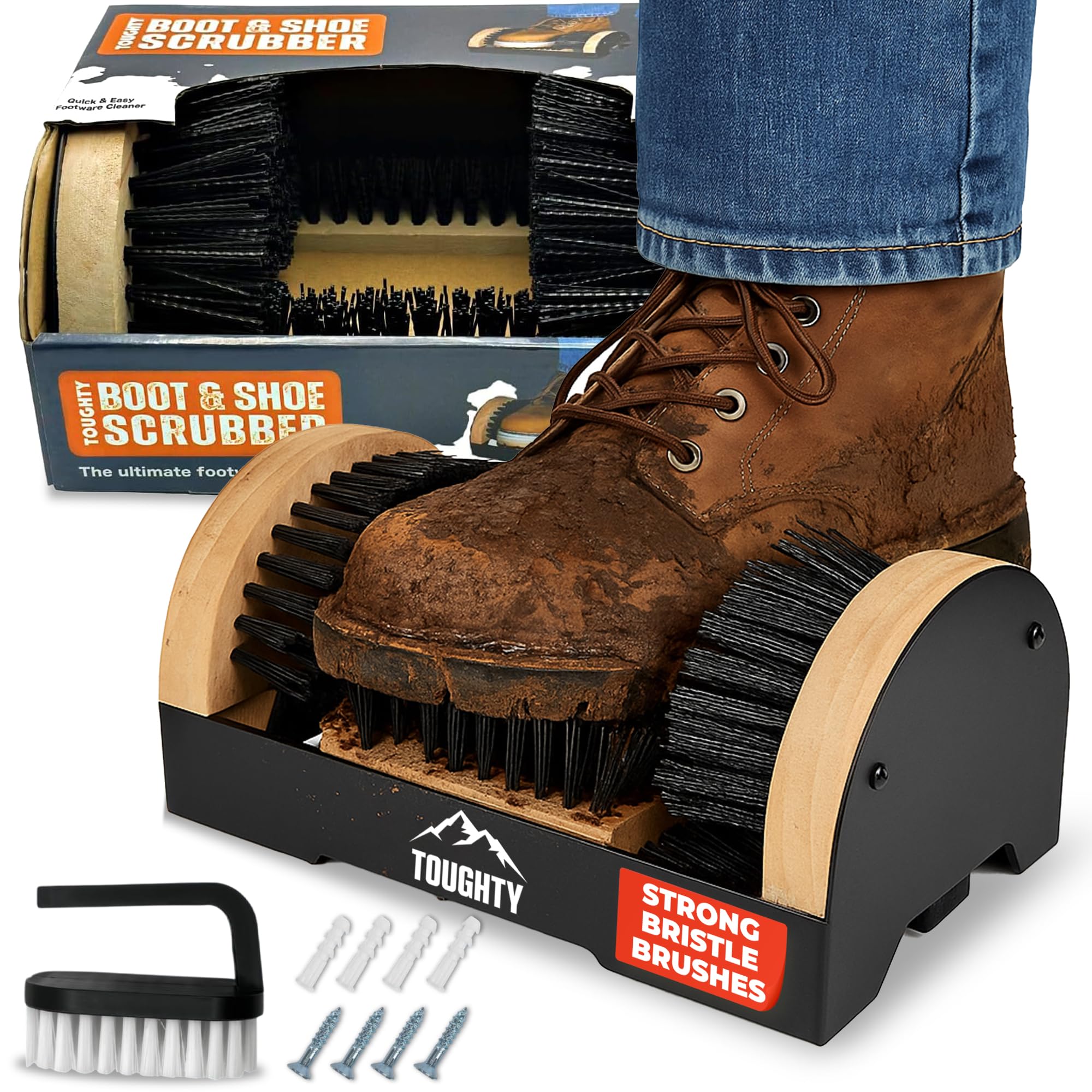 Toughty Boot Scrubber - Heavy-Duty All-Weather Shoe Cleaner with