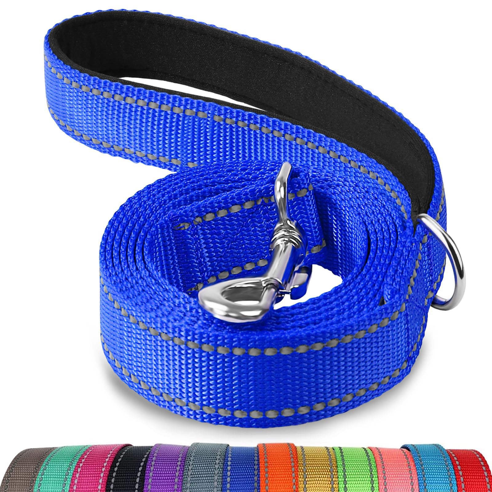 Joytale Guinzaglio per Cani,1.2m x 2.5cm,Doppia-faccia m,Catarifrangente Guinzaglio per Cane Imbottito con maniglia, Guinzaglio Addestramento per Cani di Taglia Media Grande,Blu Navy