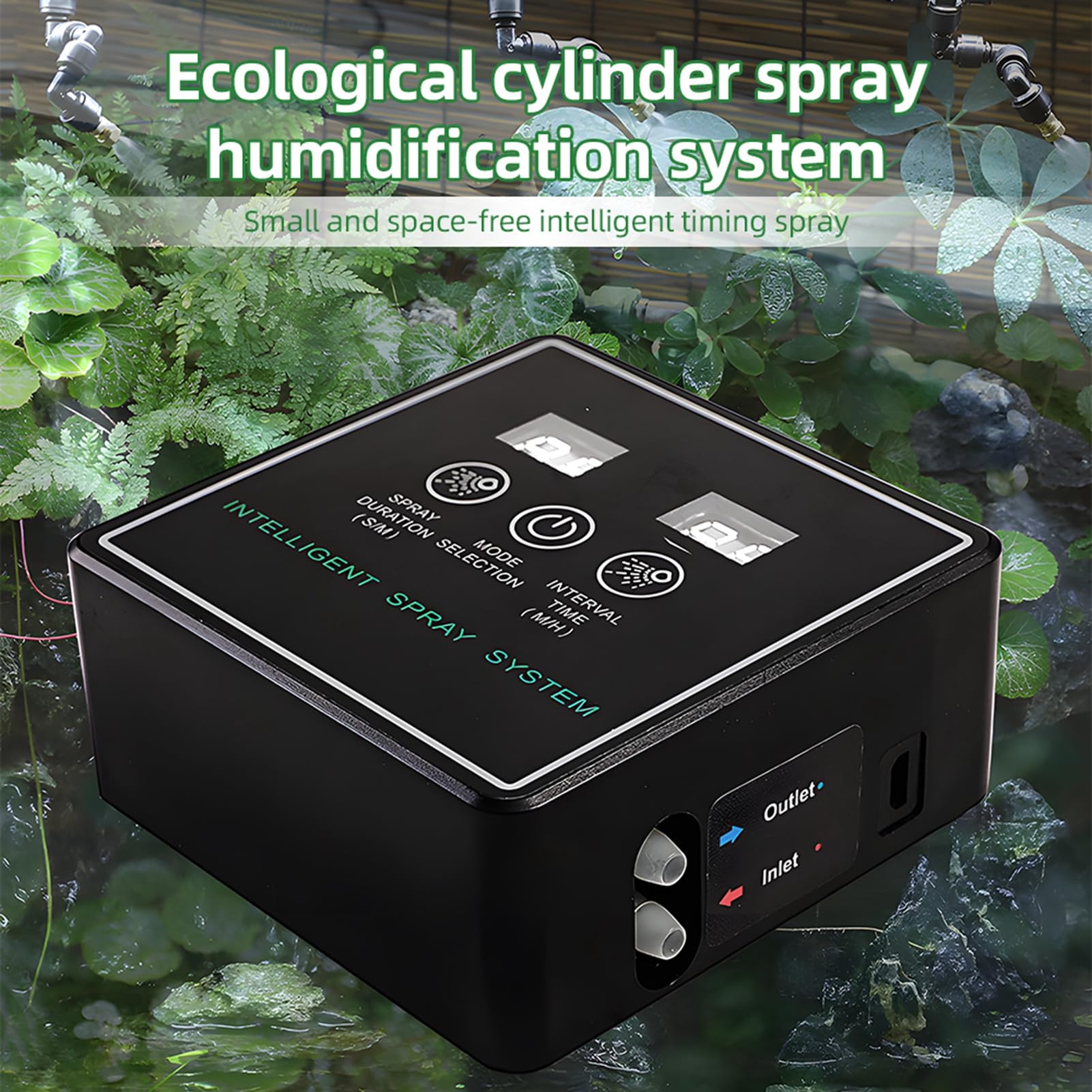 Nebulizzatore per rettili Sistema di spruzzatura intelligente Controller touchscreen Rettile Mister Automatico con timer Ugelli nebulizzatori regolabili a basso rumore a 360 gradi per terrari Anfibi