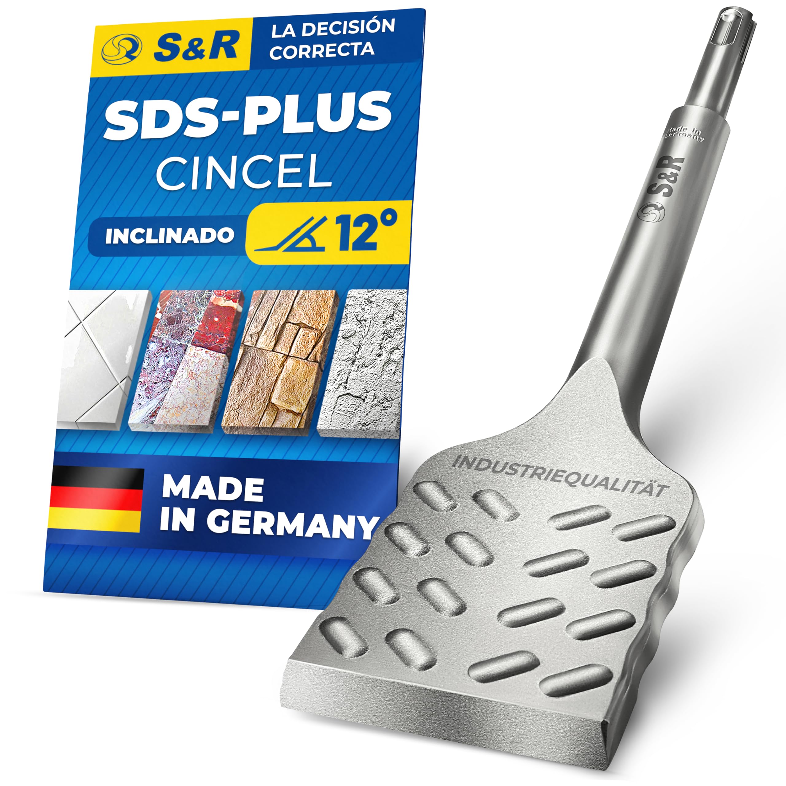 S&R Cincel Taladro SDS plus 250 x 50 mm Plano Baldosas y Azulejos. FABRICADO EN ALEMANIA. Geometría optimizada. Grado industrial