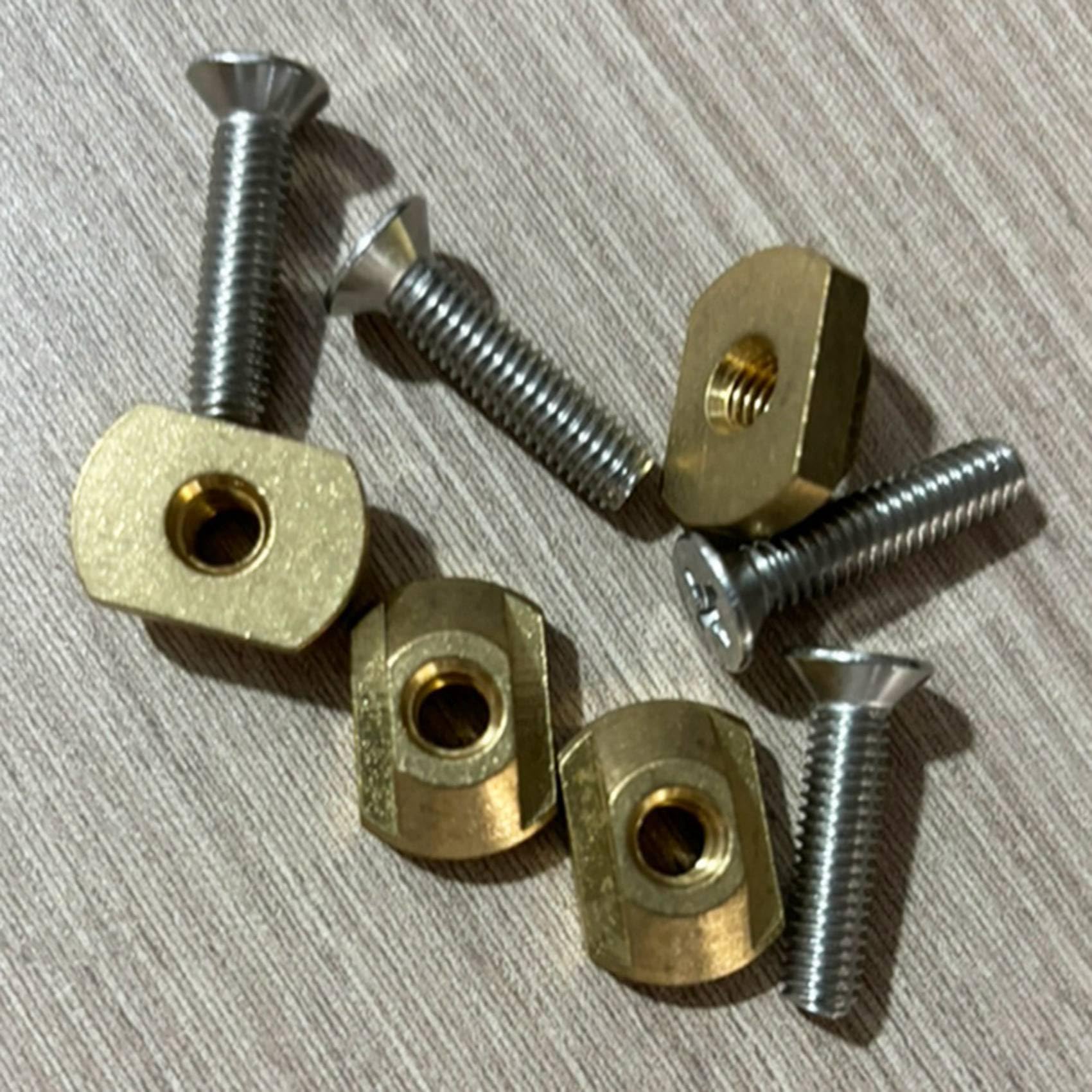 Wuden 8Pcs M8 Hydrofoil Mounting Brass T-Nuts for Surfing All Hydrofoil Tracks Outdoors Surfing Accessories Gold