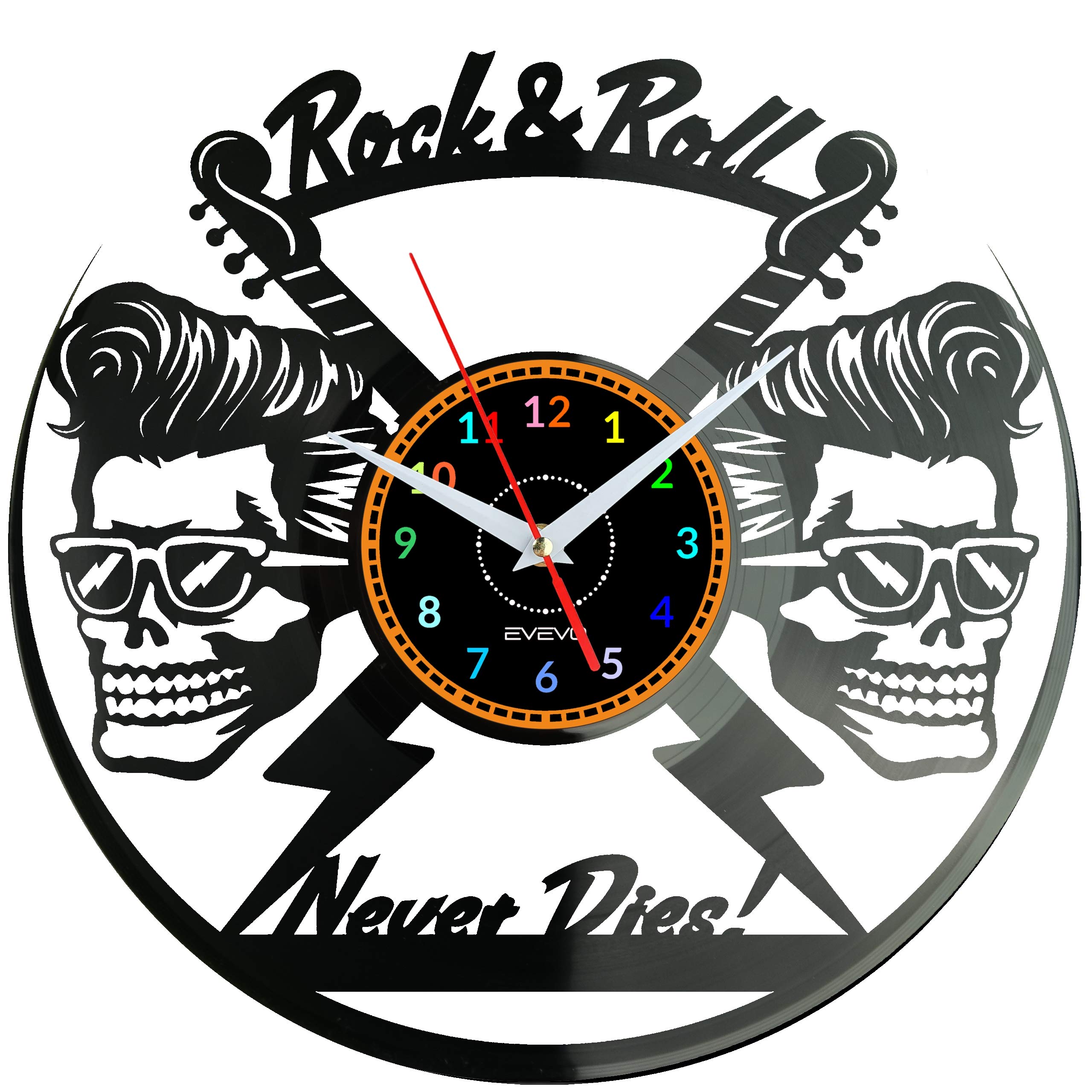 Horloge murale Rock & Roll en vinyle horloge décorative rétro vintage pour guitariste