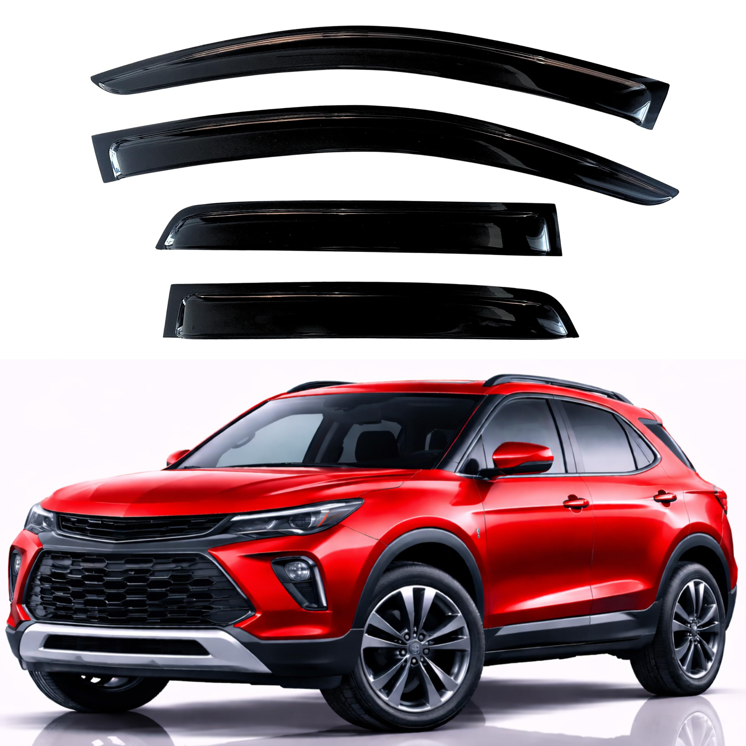 kpy rain guards fit for 2021-2026 chevrolet/chevy trailblazer, out-channel window visors vent wind deflectors 4pc, car accessories for 21-26 trailblazer