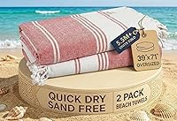 Vista 65 de LANE LINEN Paquete de 6 toallas de playa prelavadas de gran tamaño, elegantes toallas de secado rápido para piscina y viaje para adultos, 39 x 71