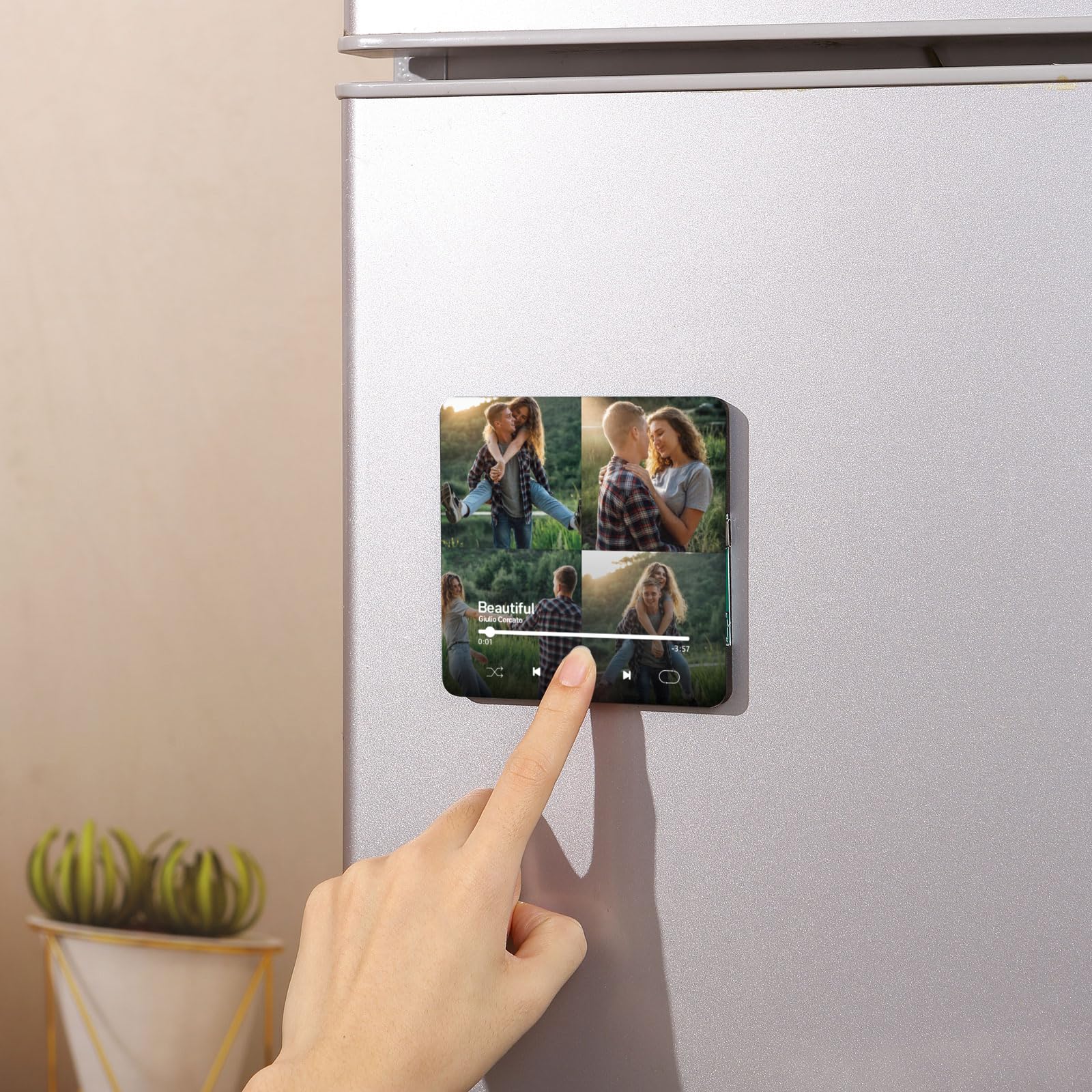 Calamita Frigorifero con Musica Personalizzata – Magnete Musicale Personalizzabile con Immagine e Spotify – Calamite Frigo per Regali di Coppia, Natale, San Valentino, Compleanno (Stile 3)