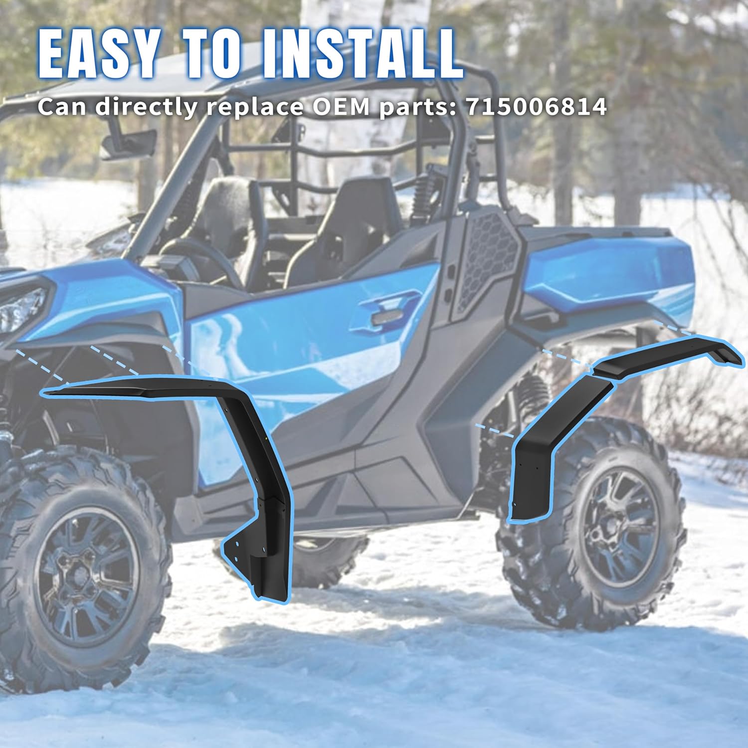 Full Coverage Fender Flares or Can Am Commander 700 1000R MAX 2021-2025 Accessories, XXL Front & Rear Widened Fenders Extended Mud Flaps Guards Replace #715006814