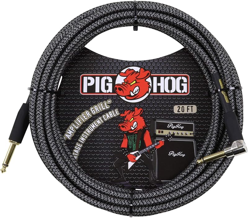 PCH20AGR Right-Angle 1/4" to 1/4" Amplifier Grill Guitar Instrument Cable, 20 Feet