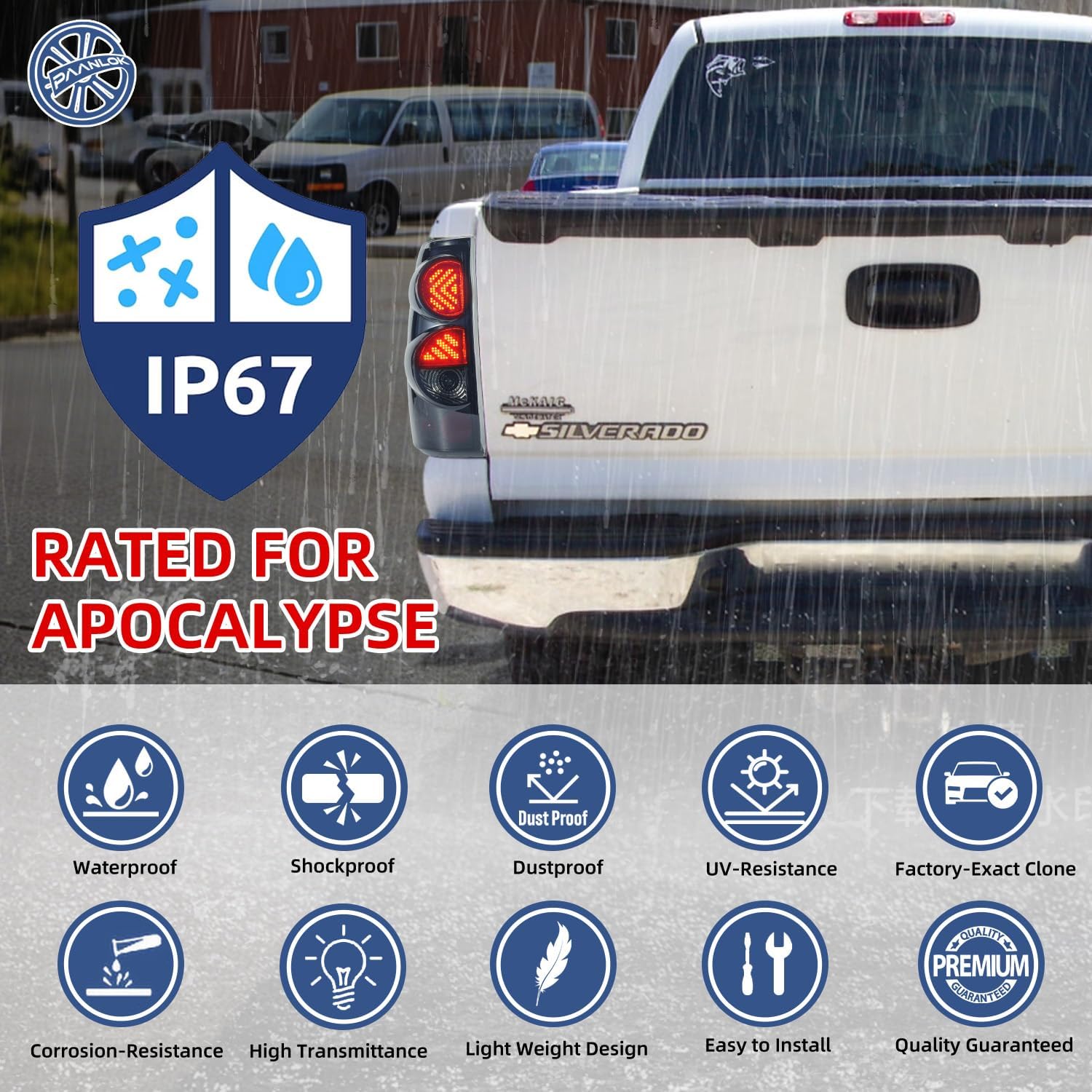 LED-Style Tail Lights Assembly for 2003-2007 Chevy Silverado 1500/2500/3500 HD & Classic Heavy Duty, Fleetside Only, Set of 2 Aftermarket Replacement (Stealth Aggressor)