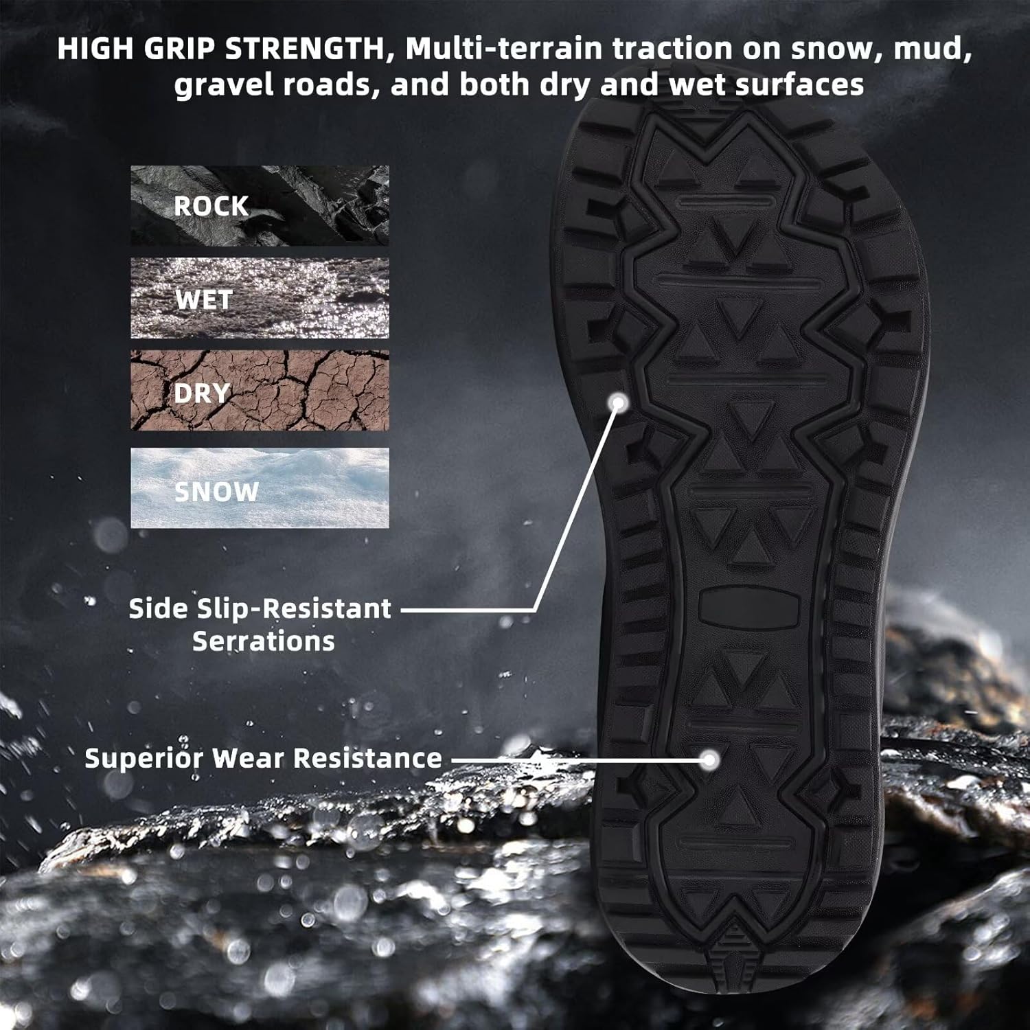 Men's Orthopedic Wide Waterproof Hiking Boots: Comfortable Plantar Fasciitis Work Walking Running Trekking Shoes, Orthotic Non Slip Adventures Mid Ankle Support Trail Sneakers for Foot Pain Relief - Image 6