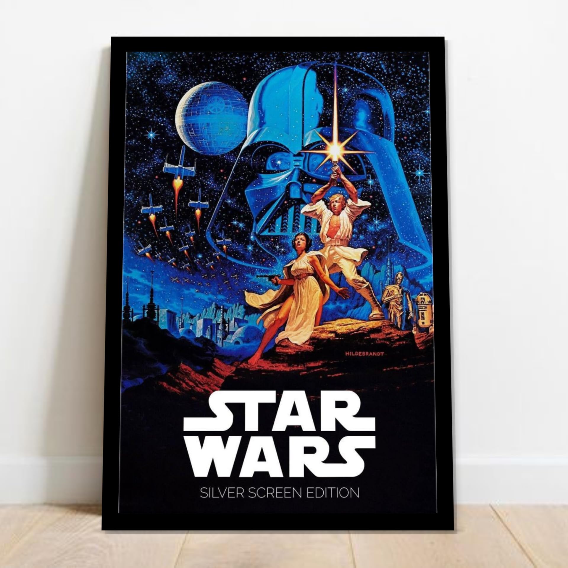 Waltractive Star Wars Movie Framed Poster – Classic Vintage Wall Art – Retro Sci-Fi Artwork for Fans, Collectors and Cinema Lovers - Available in 33x22 and 48x33 CM