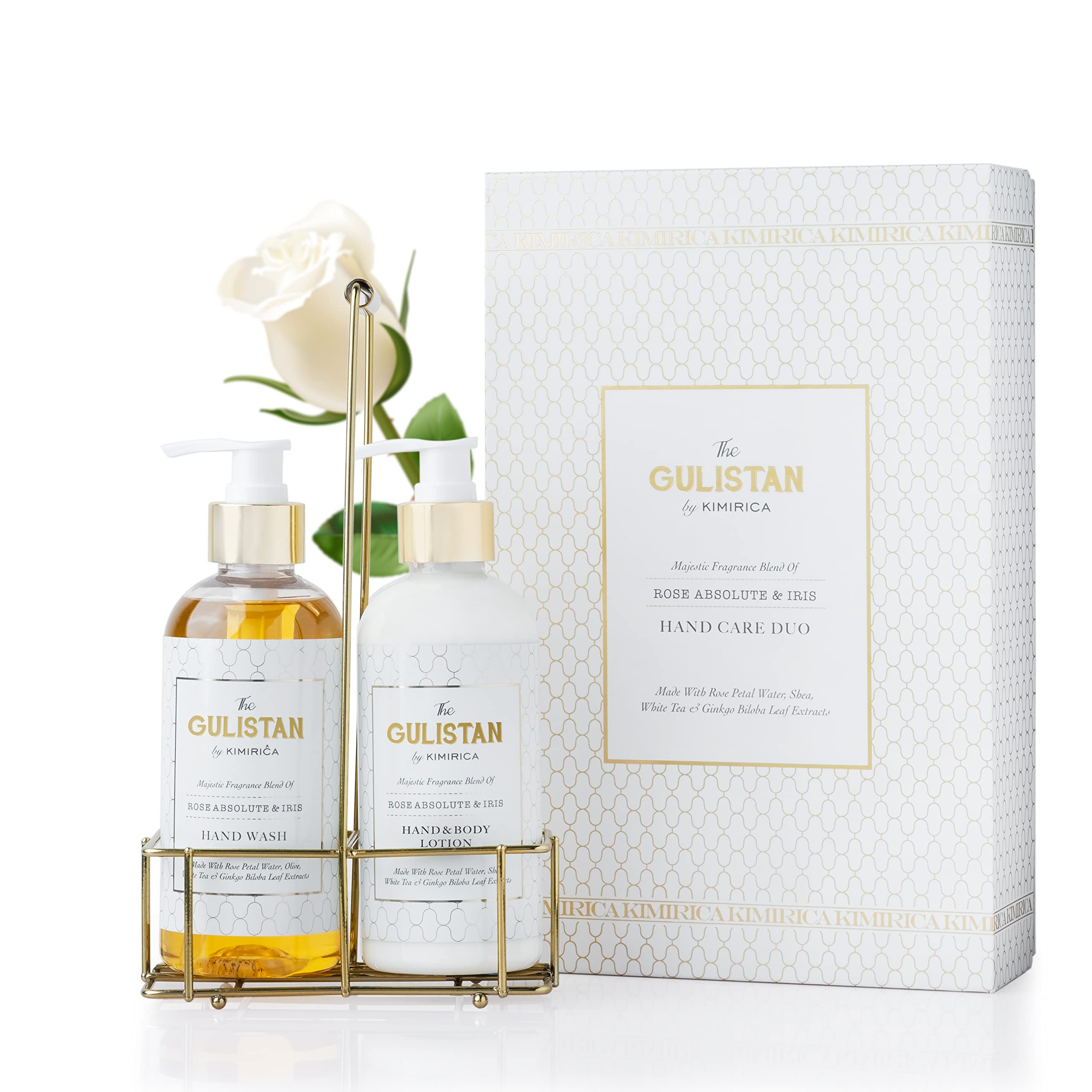 Kimirica The Gulistan Hand Wash Hand Lotion Duo Luxury Gift Box with Goodness of Rose Water, White Tea, Olive, 100% Vegan & Sulphate Free (Rose Absolute, 300mlx2)-image-37