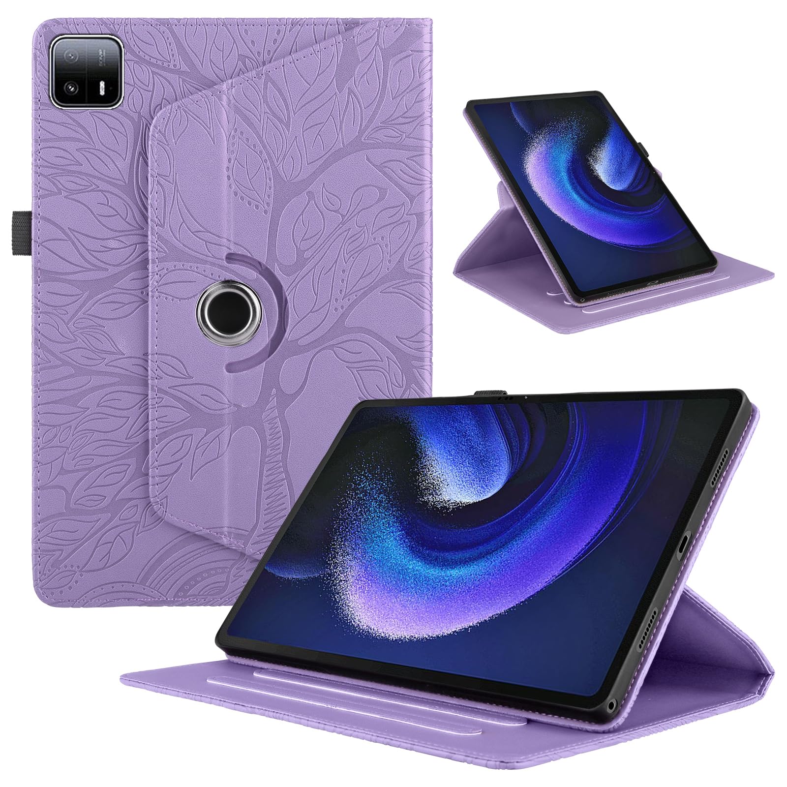 Funda para Samsung Galaxy Tab S9/ S8/ S7 11" (SM-X710/X700/T870) PU Cuero Tablets Protectora Cover 360°Carcasa Giratoria de ángulo Múltiple Stand Función Tablets Funda,Rojo Árboles — view 202