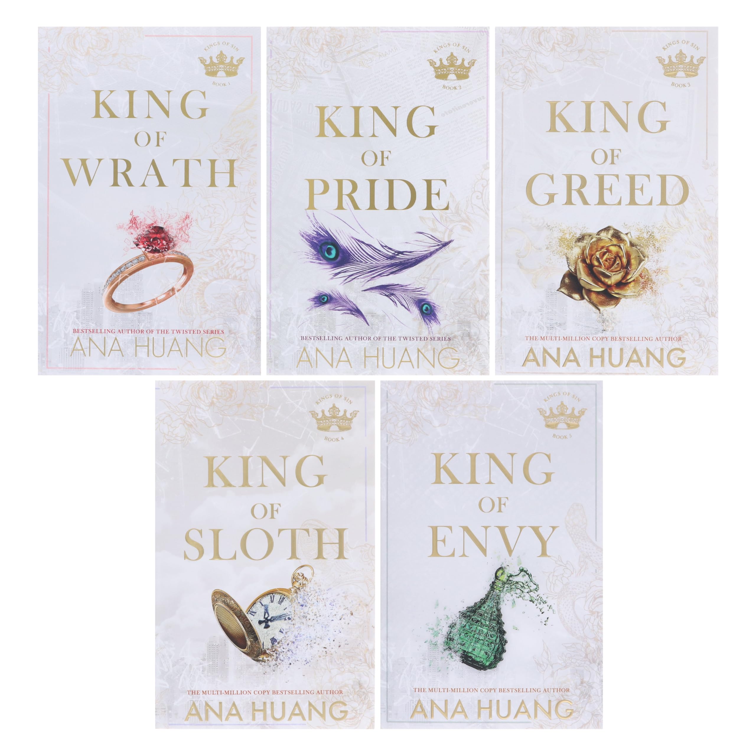 Kings of Sin Series by Ana Huang 5 Books Collection Set (King of Wrath, King of Pride, King of Greed, King of Sloth & King of Envy)