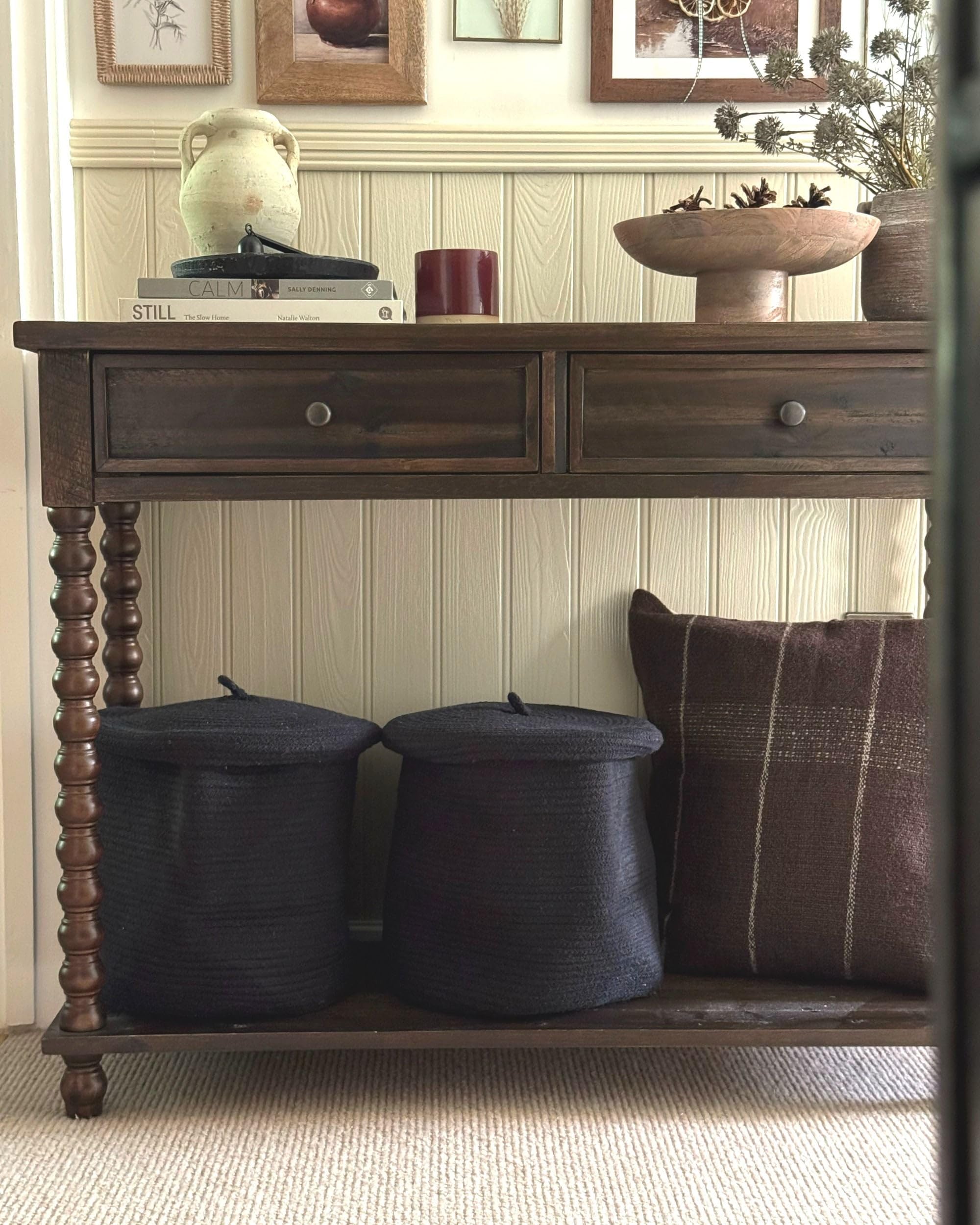 Korb Baumwolle schwarz geflochten mit Deckel Boho-Design Silopi