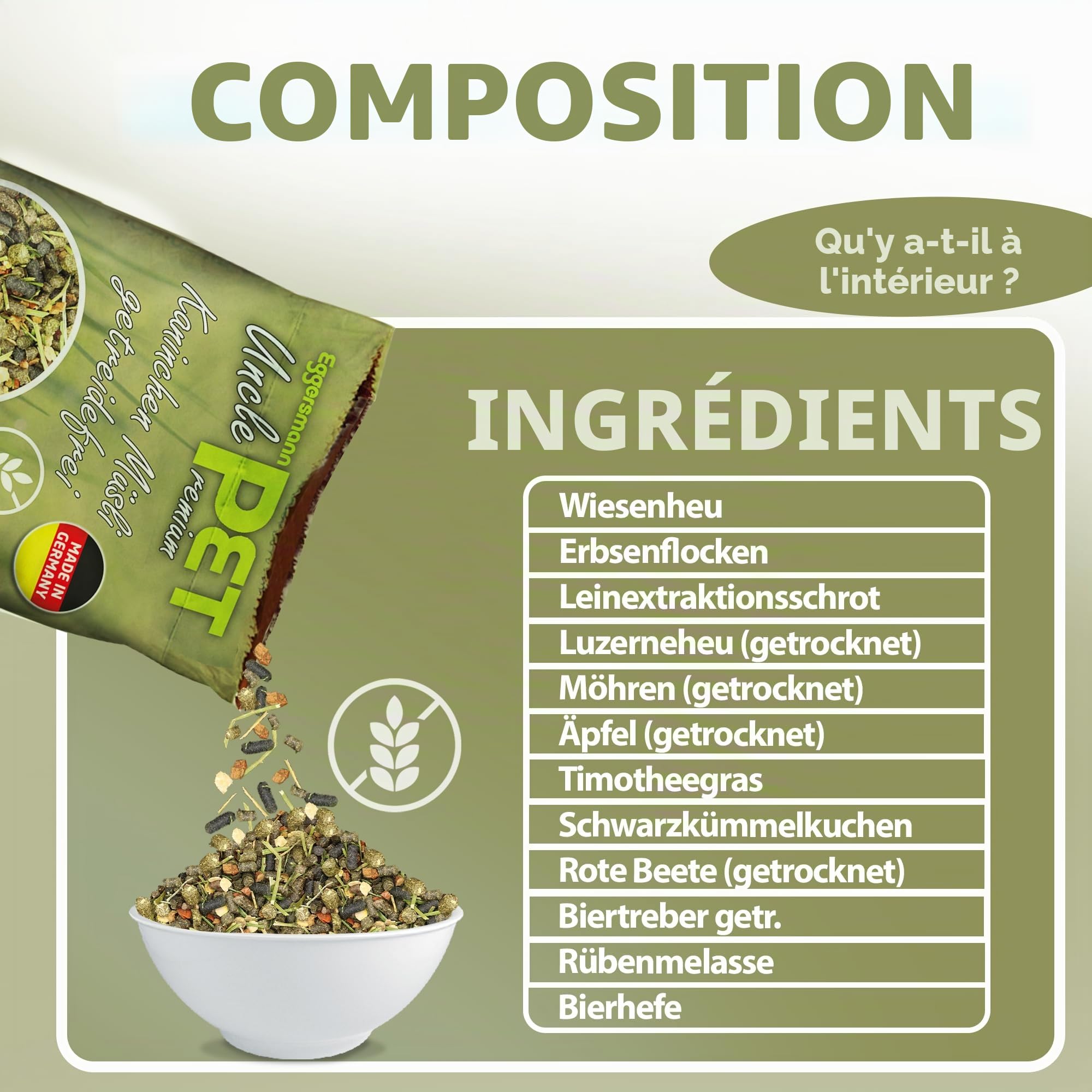 Eggersmann Uncle Pet Premium pour Lapin sans Céréales 15 kg - Nourriture avec Légumes, Herbes et Luzerne - Favorise la Digestion et l'Abrasion Dentaire
