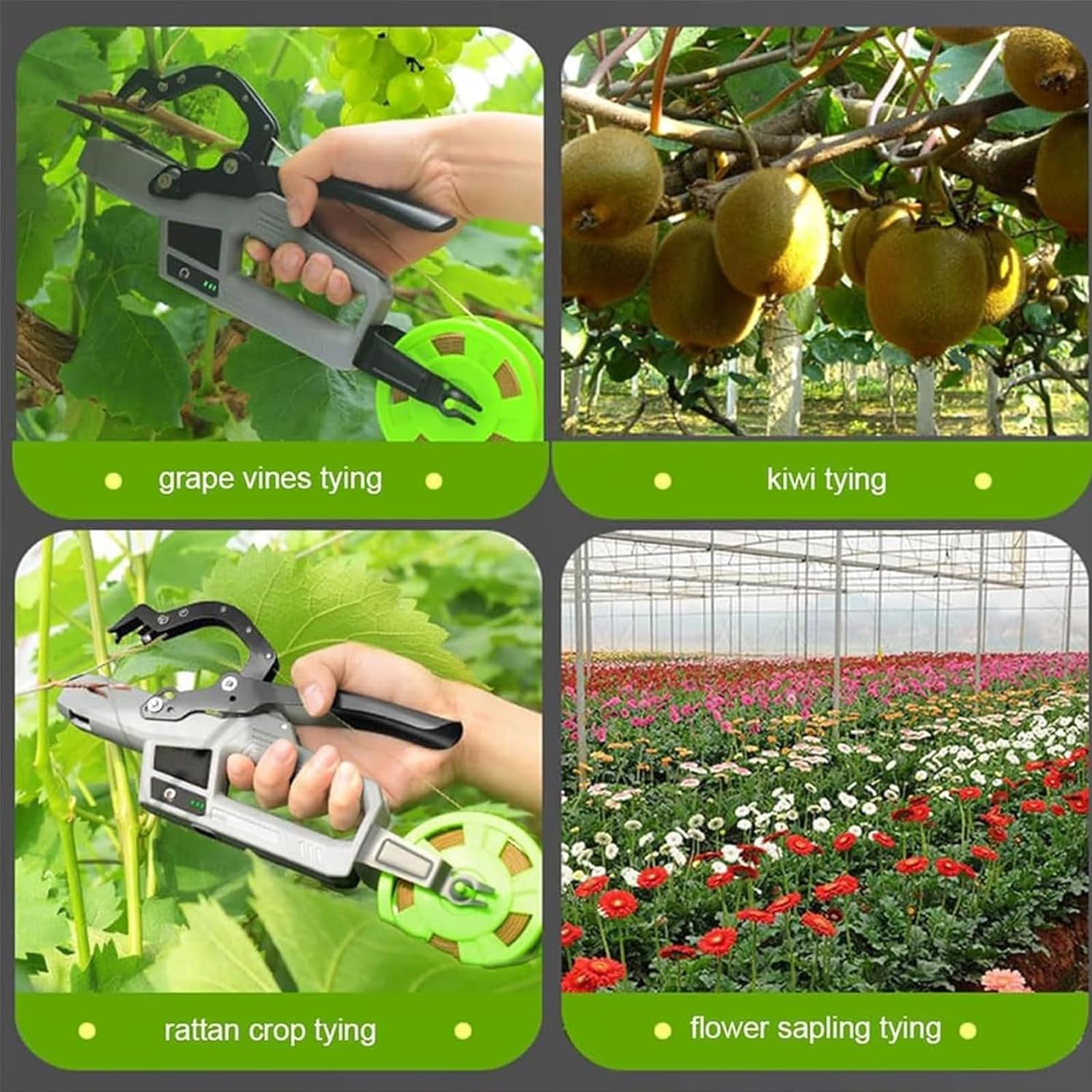 Herramienta inalámbrica para atar plantas con rollo de hilo de encuadernación y herramienta de bobinado automático de 45 mm de diámetro, capacidad de 6000 lazos para uvas, tomates, verduras y vinos