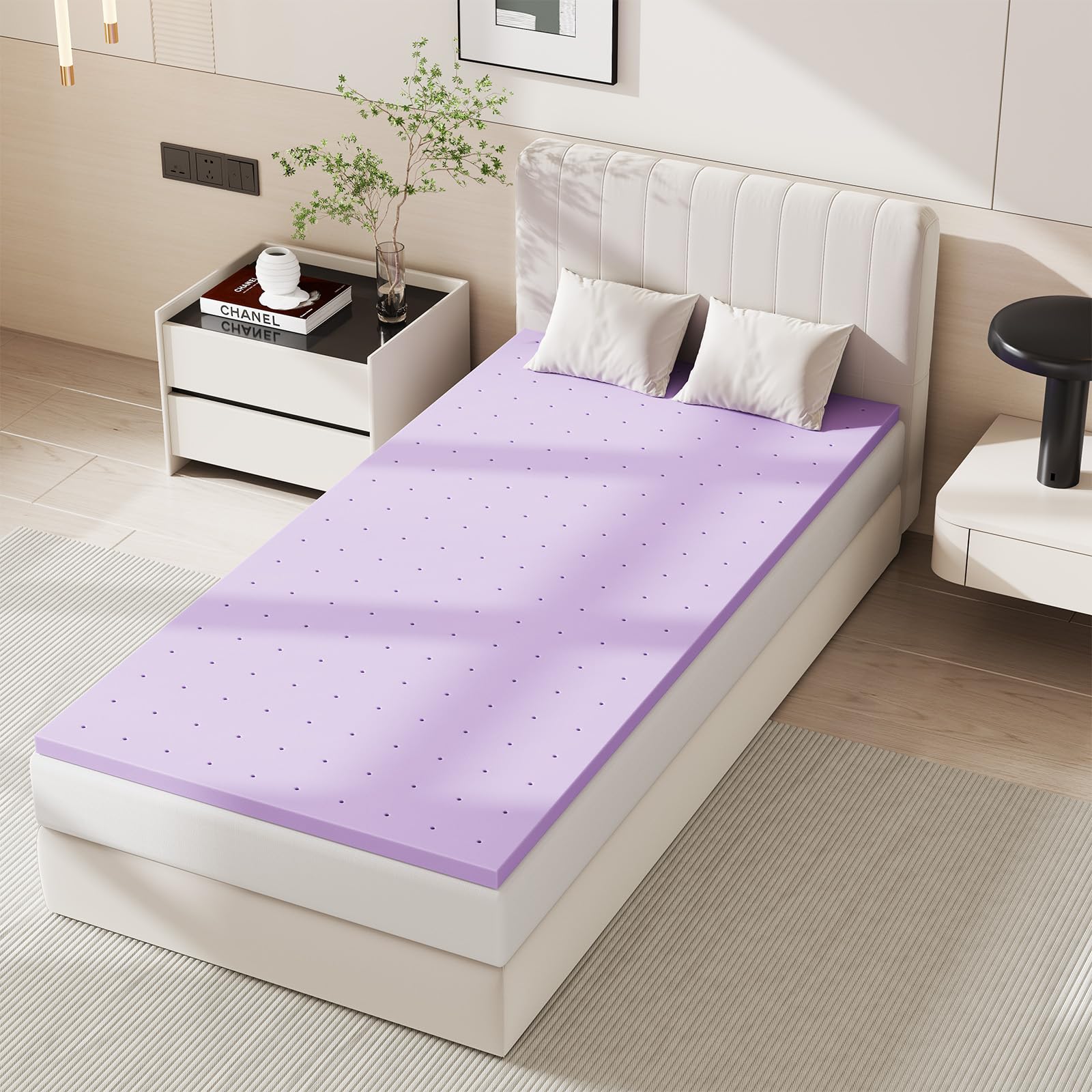 Sweetcrispy 1.5 Inch Twin Cooling Gel Memory Foam Mattress Topper