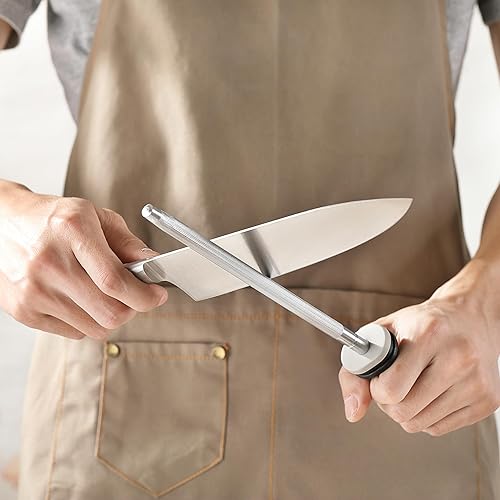 Miniatura 6 de Little Cook - Varilla afiladora de cuchillos de 12 pulgadas, varilla de afilar cuchillos con mango ergonómico de polipropileno (negro)