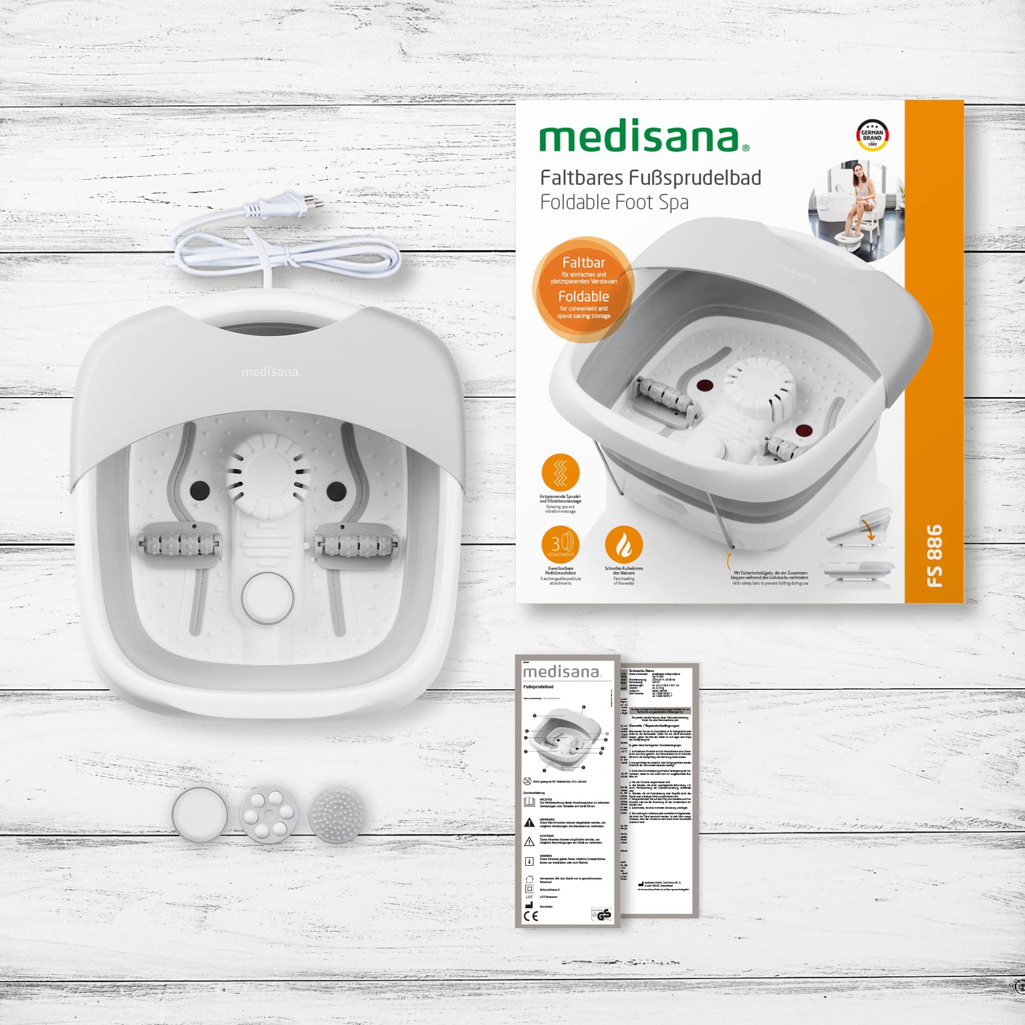 medisana | FS 886 | Fußbad mit Massagefunktion | Fußbadewanne | Wärmefunktion | faltbares und elektrisches Fußbad | Wanne | bis Schuhgröße 45
