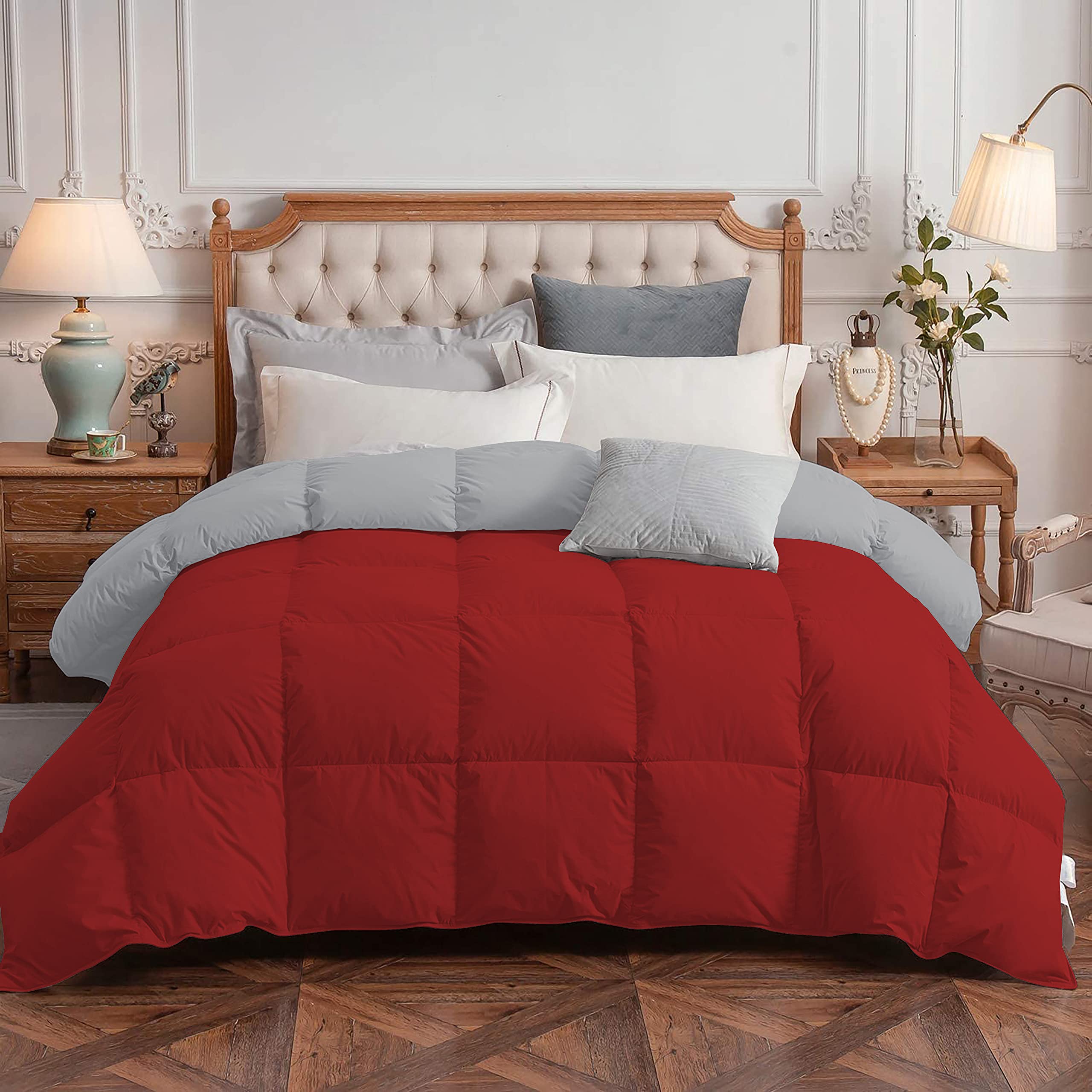 300 GSM Microfiber Filling Lightweight Reversible Comforter/Quilt/Dohar/Rajai for (88" x 98" Inches) Double Bed Comforter - Burgundy/Silver Reversible Comforter-image-19