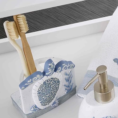 Vista 19 de Avanti Linens - Soporte para cepillos de dientes, artículos esenciales para el baño de invitados, decoración del hogar Sealife (colección Caicos)