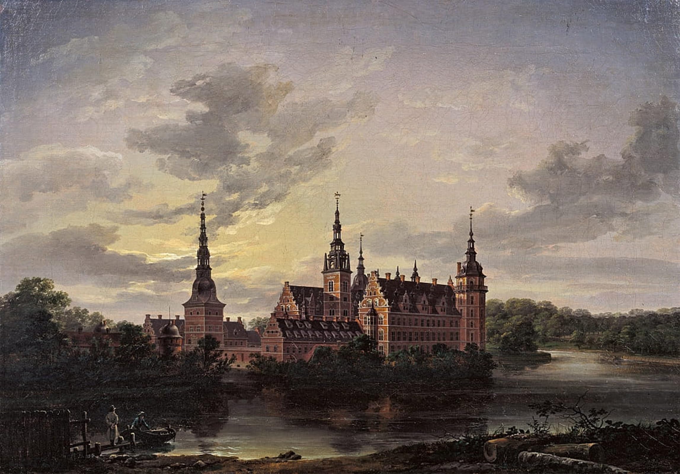 POSTERIIk Vintage Classic Picture Landscape Artwork Frederiksborg Slot by Johan Christian Clausen Dahl Portrait Canvas Painting for Office Home Decor 60x90cm