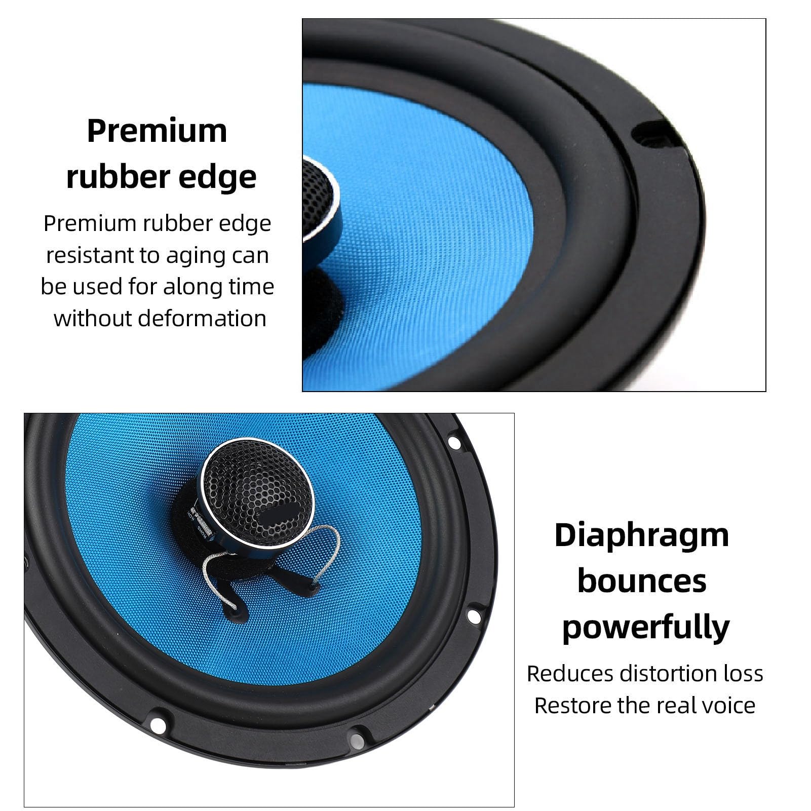 Altoparlante coassiale per auto da 6,5 pollici, 2 vie, 30 W, 4 ohm, HiFi Full Range Car Stereo Altoparlante con sensibilità 91 DB per una facile installazione nella maggior parte dei veicoli