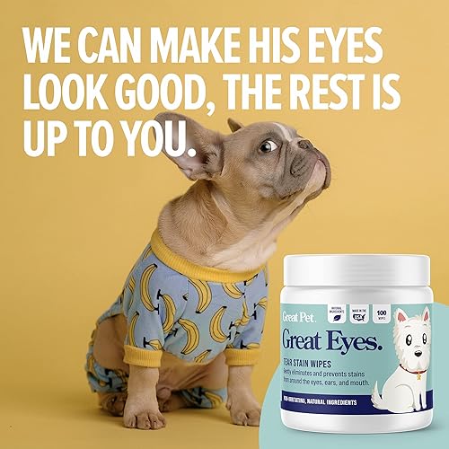 Vista 6 de Great Eyes - Removedor de manchas de lágrimas seguro y suave para perros - Toallitas naturales para ojos para perros - Toallitas preempapadas
