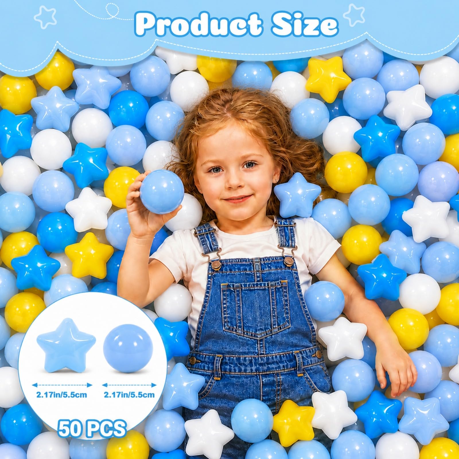 Palline da Gioco da Lancio, 50 pezzi, 5,5 cm, Colori Misti, Senza BPA, da Afferrare e Lanciare,Palline di Plastica Morbide, per Piscine di Palline per Bambini