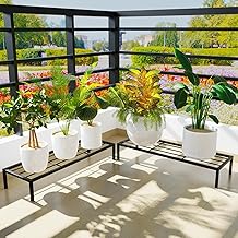 Metal Plant Stand for Indoor & Outdoor Sturdy Black Iron Pot Holder for Home Garden Balcony & Patio Elegant Decorative Rack for Multiple Planters Set of 2