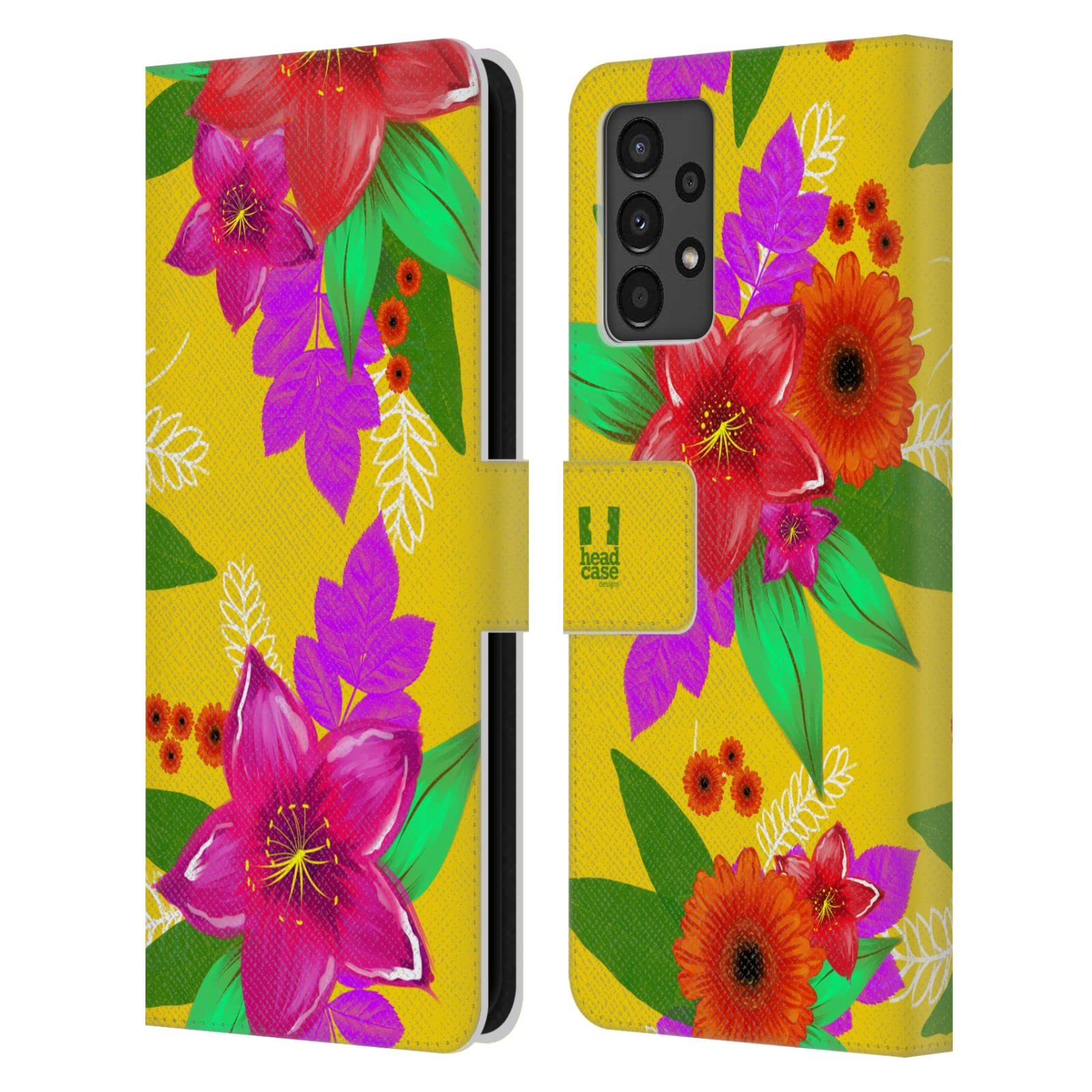 Étui portefeuille Galaxy A13 Head Case Designs Jaune Fleurs Peintes en cuir - 7