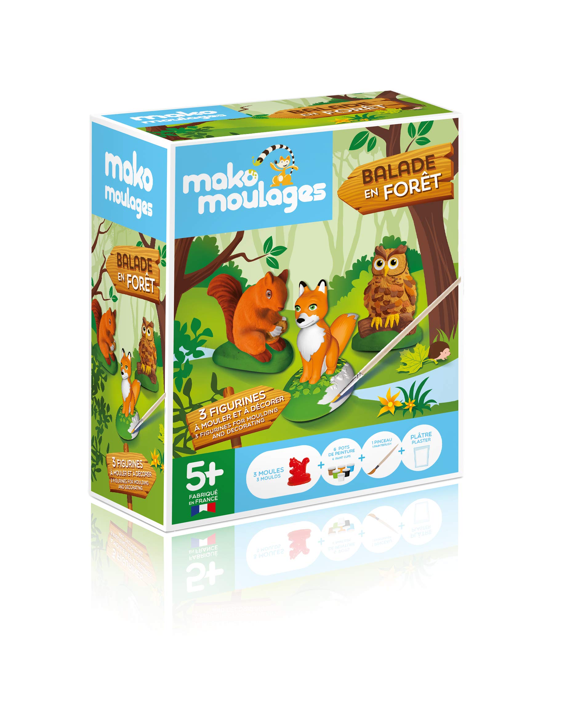 mako moulages - kit créatif 3 moules - 3 Animaux de la fôret