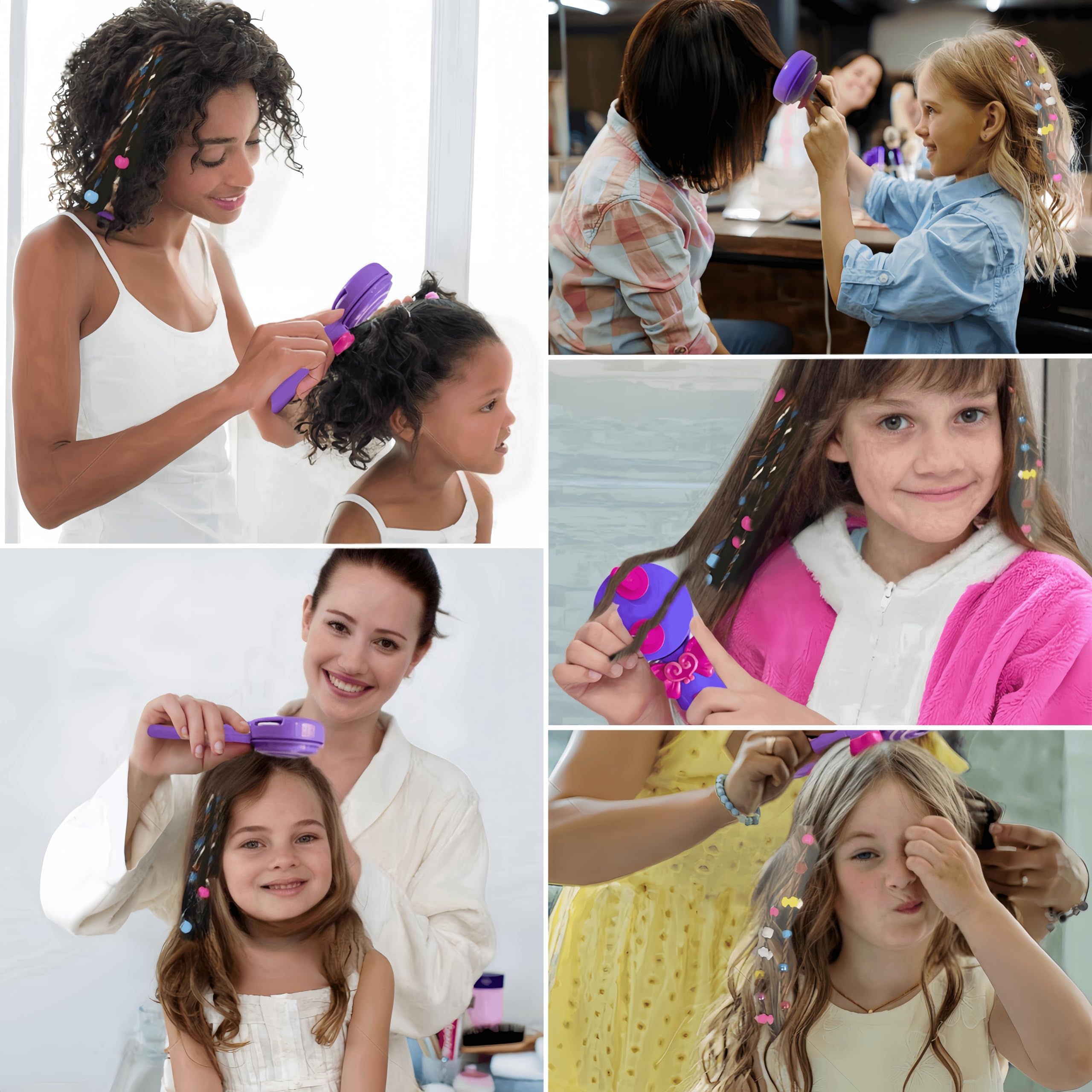 Hair Braider for Girls, Automatic Hair Braider Hair Beads for Girls, Hair Styling Kit Girls Hair Braider Tool, with Hair Beads, Ropes and Shining Stickers AA Battery not Included
