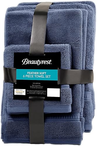 Miniatura 7 de Beautyrest Juego de toallas de baño de algodón de 750 GSM, lujosamente suave, juego de 6 toallas de baño de sensación de cachemira, 2 toallas de