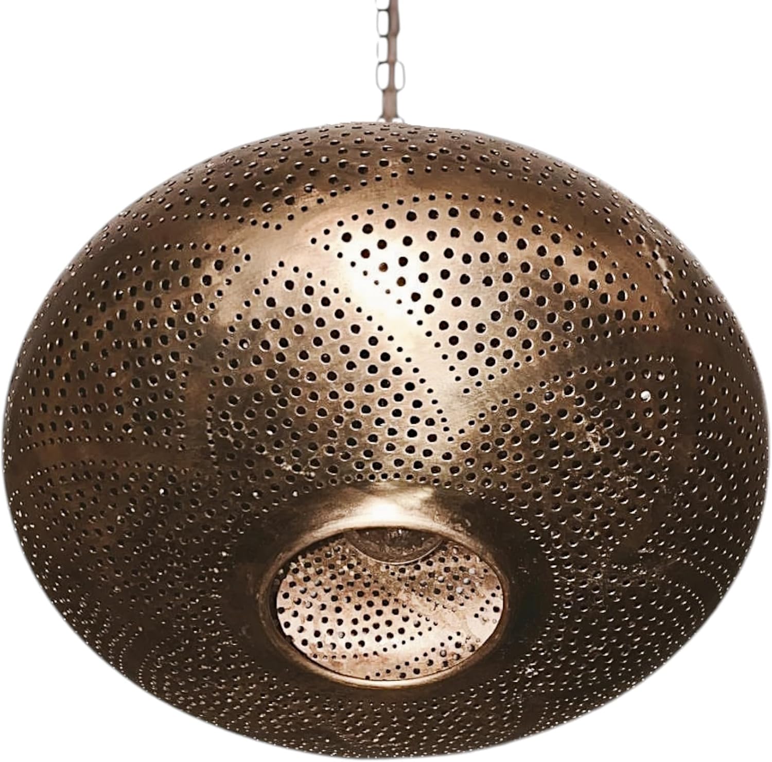Moroccan Brass Pendant Lampshade, Simple Moroccan Hanging Light Fixture - Hanging Moroccan Lamp, Hanging Brass Chandelier Light (10 icnhes, Bronze)