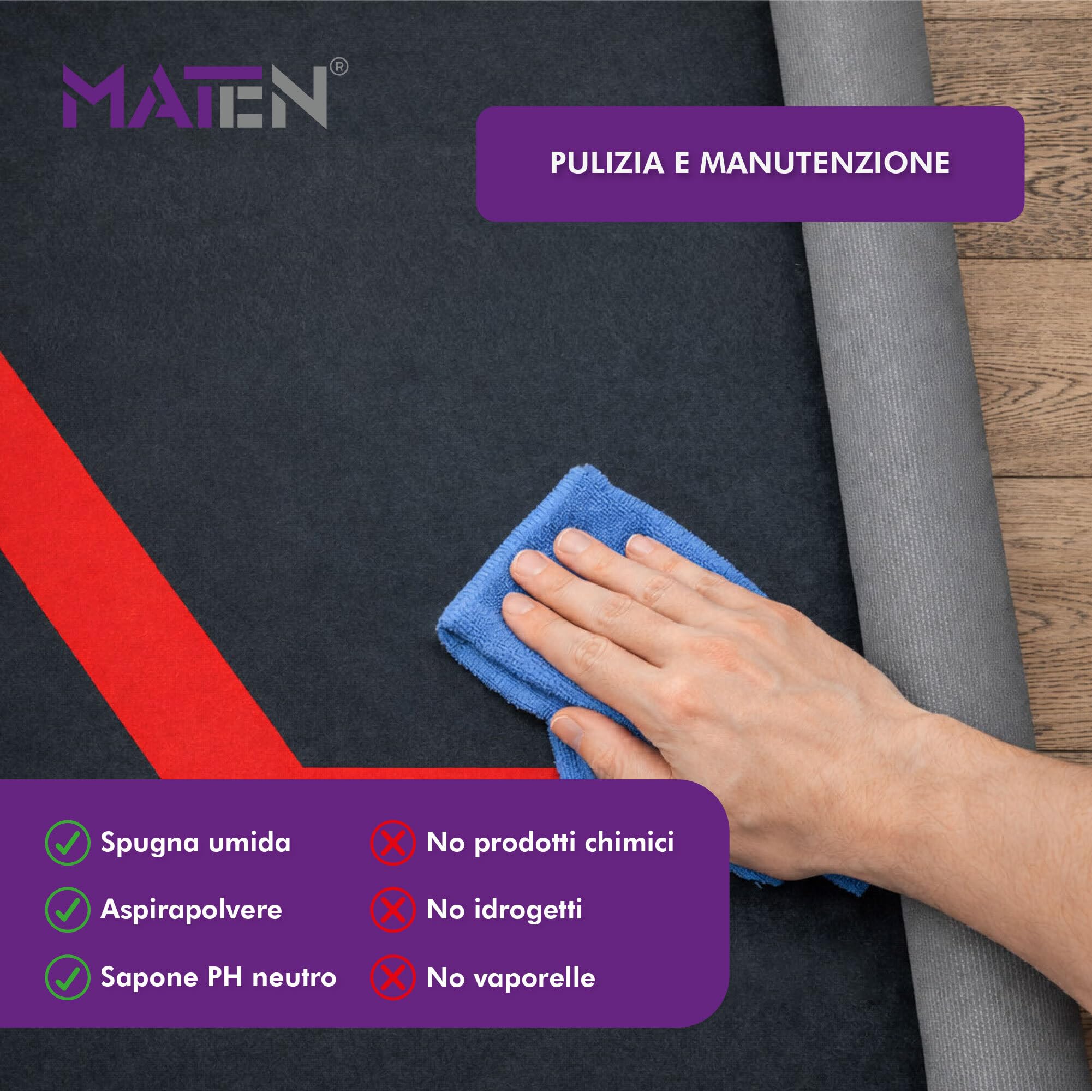 MATEN Tappeto Moto Garage Personalizzabile, Fondo Antiscivolo, Ideale per Officina e Area Manutenzione, Made in Italy, 200 x 80 cm, MOQUETTE