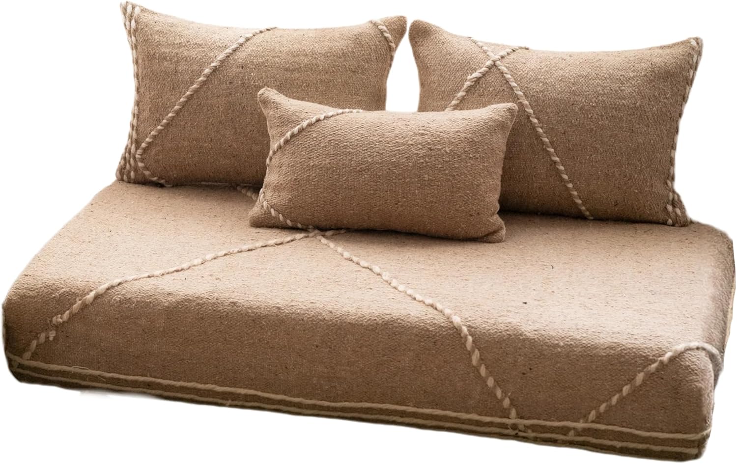 arabicsofa Moroccan Style Colorful Floor Couches – Handmade Modular Floor Cushions (Beige Zanafi 13, 7 ft Floor Sofa)