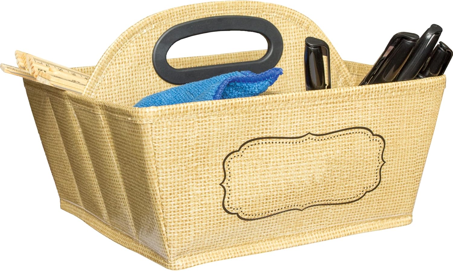 Burlap Design Collapsible Storage Caddy with Handle