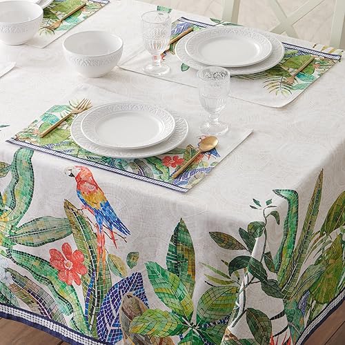 Miniatura 6 de Maison d' Hermine Manteles 100% algodón peinado decorativo de alta calidad de 70 x 70 pulgadas, mantel cuadrado lavable, mantel para mesa de